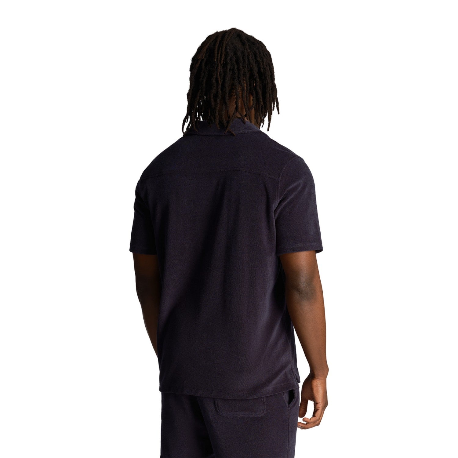 Dark Navy - Back - Lyle & Scott Mens Resort Towelling Shirt