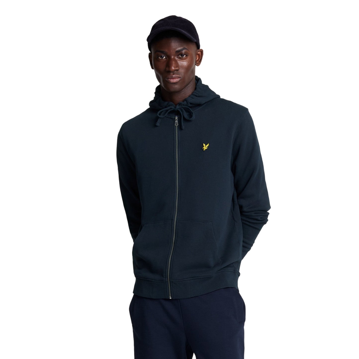 Dark Navy - Front - Lyle & Scott Mens Full Zip Hoodie