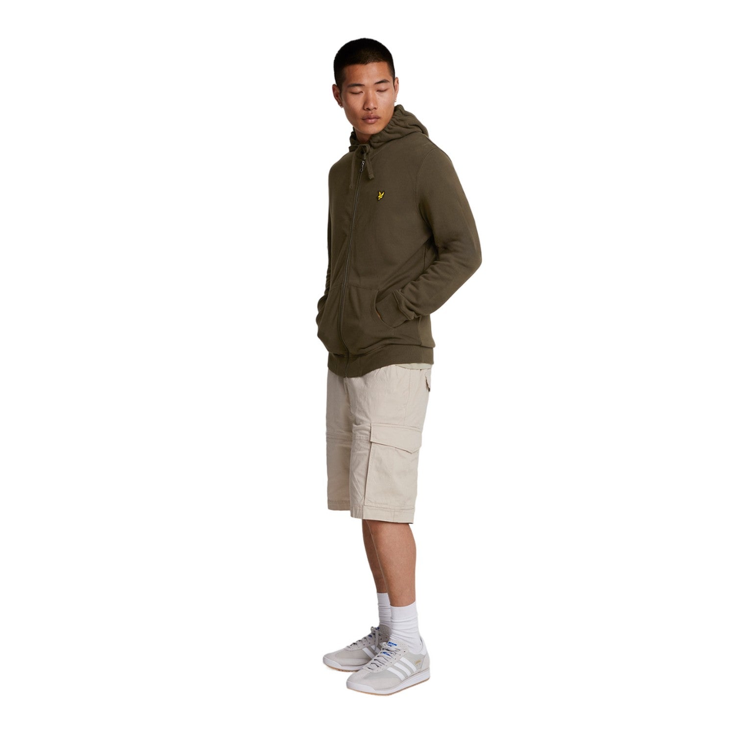 Olive - Side - Lyle & Scott Mens Full Zip Hoodie