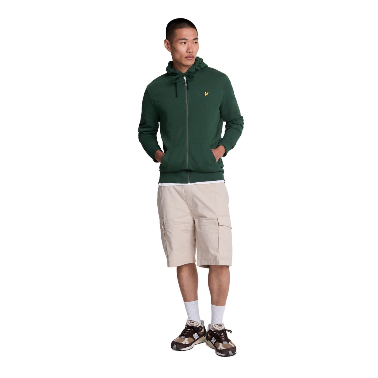 Dark Green - Side - Lyle & Scott Mens Full Zip Hoodie