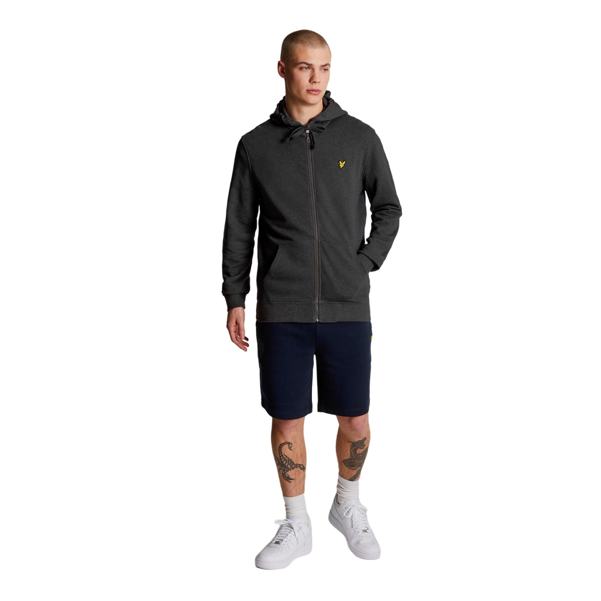 Charcoal Marl - Side - Lyle & Scott Mens Full Zip Hoodie