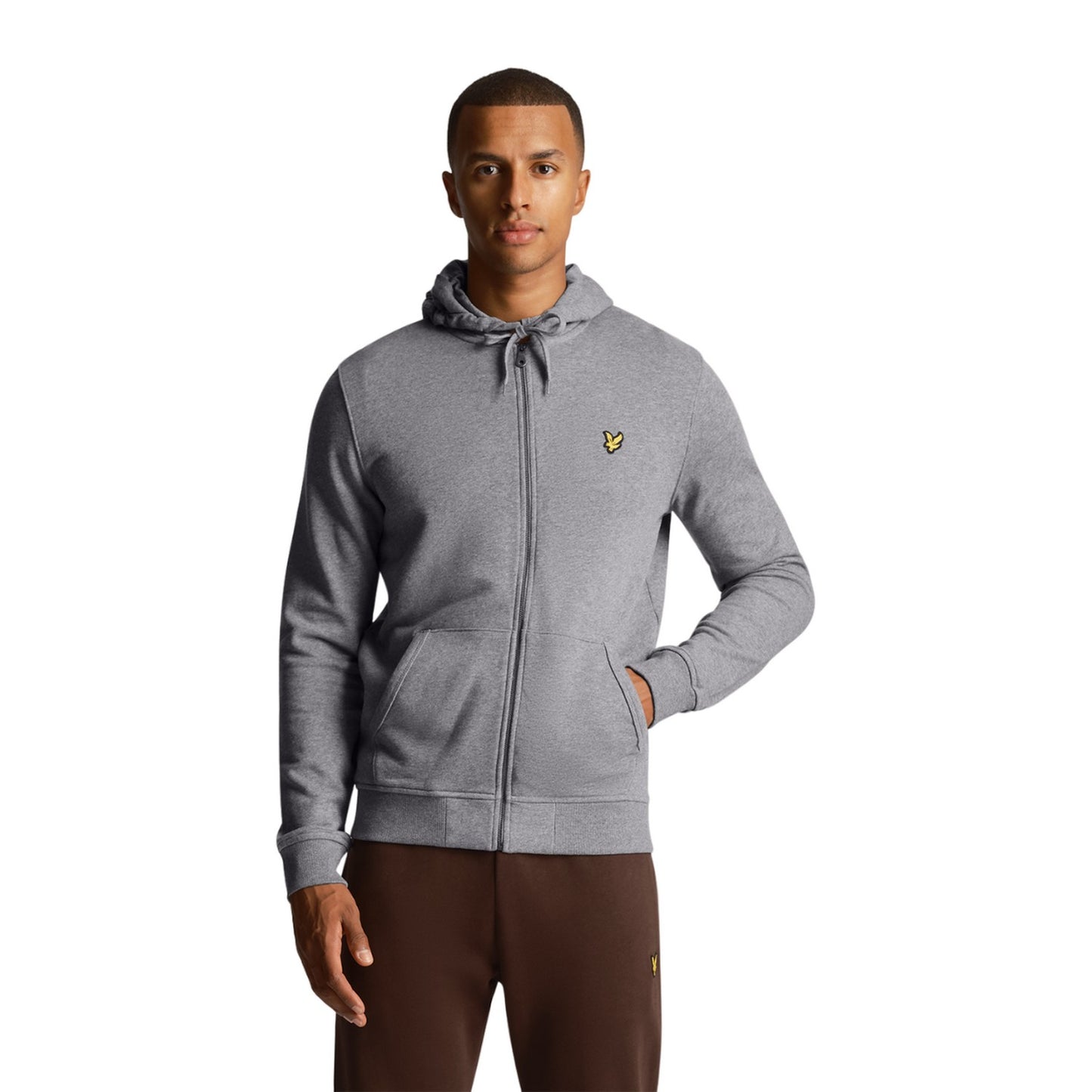 Mid Grey Marl - Front - Lyle & Scott Mens Full Zip Hoodie