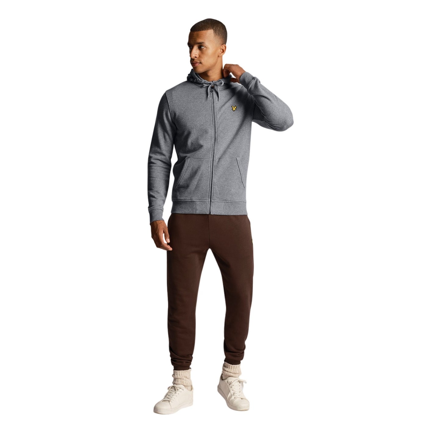 Mid Grey Marl - Side - Lyle & Scott Mens Full Zip Hoodie