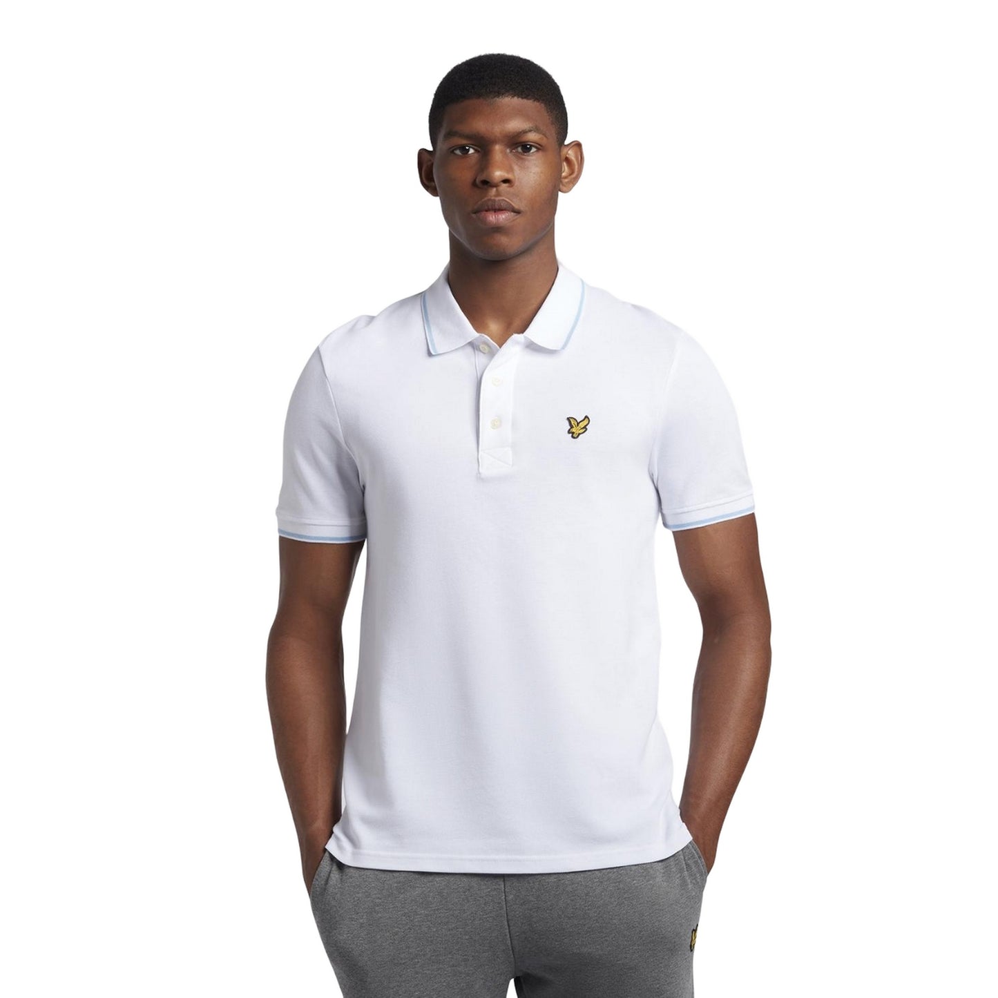 White-Light Blue - Front - Lyle & Scott Mens Tipped Plus Polo Shirt