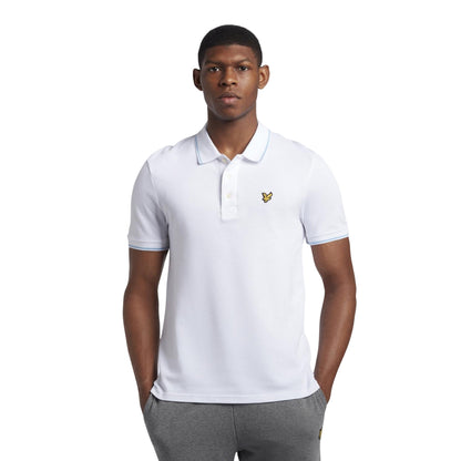 White-Light Blue - Front - Lyle & Scott Mens Tipped Plus Polo Shirt