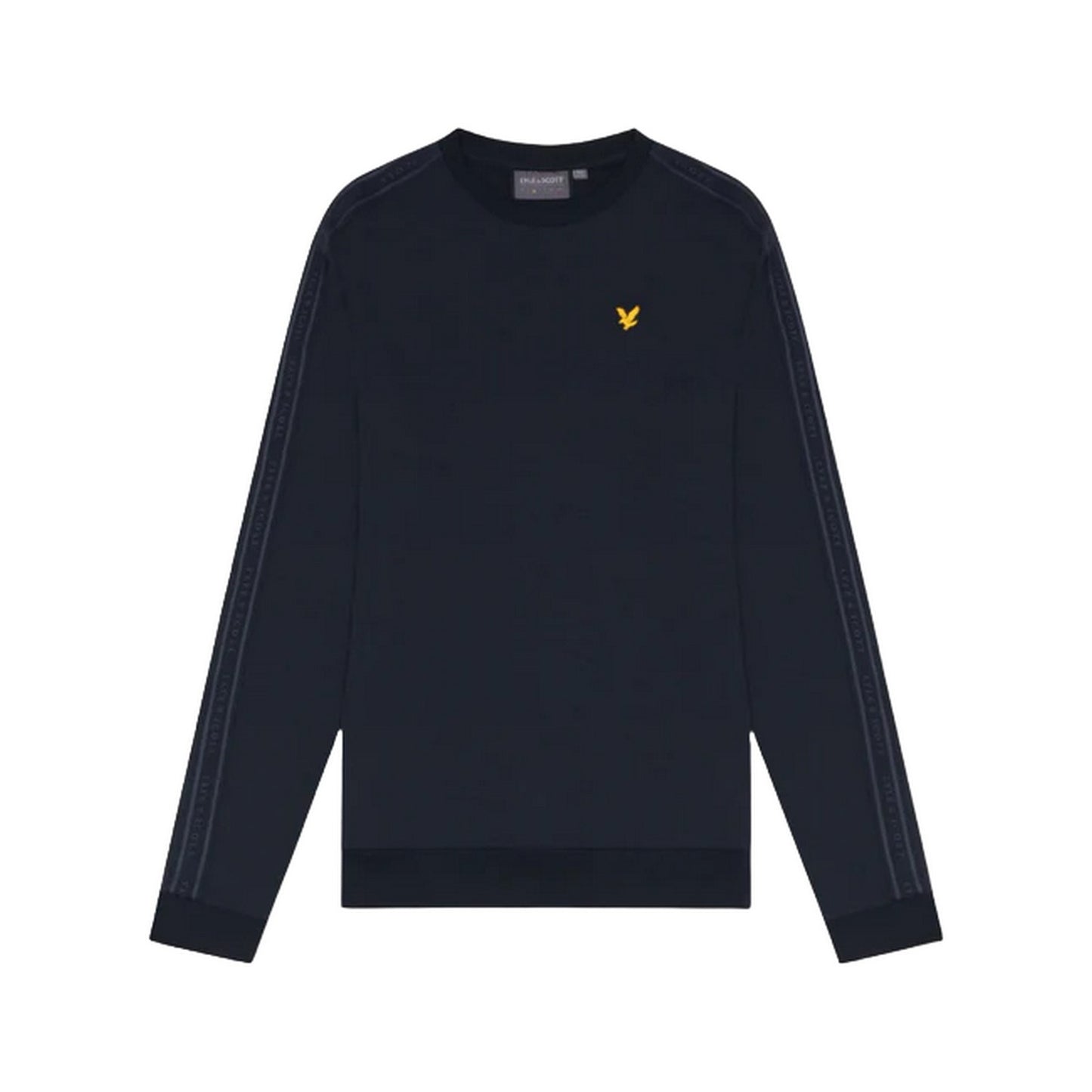 Dark Navy - Front - Lyle & Scott Mens Tape Crew Neck Sports Sweatshirt