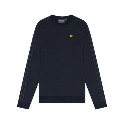 Dark Navy - Front - Lyle & Scott Mens Tape Crew Neck Sports Sweatshirt