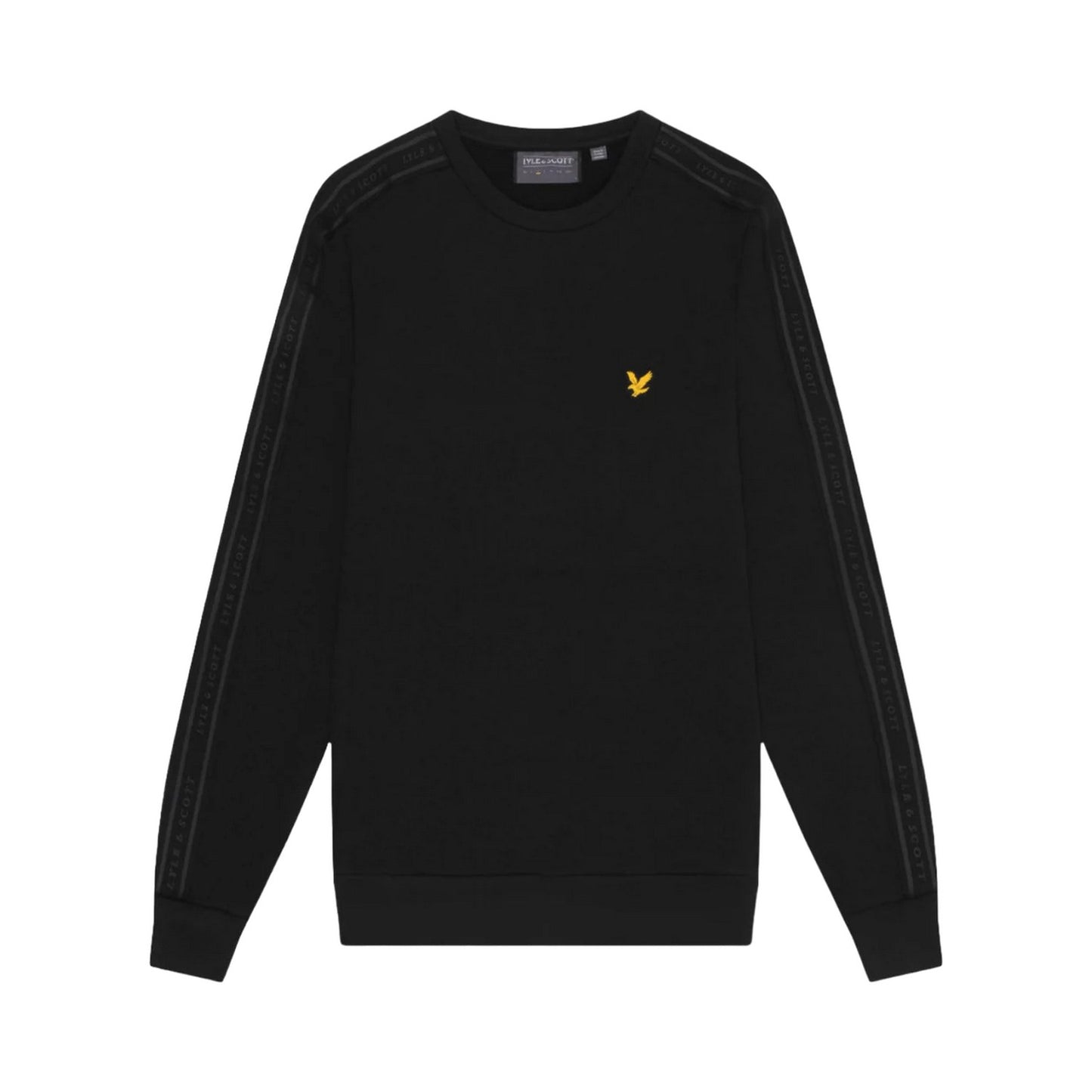 Jet Black - Front - Lyle & Scott Mens Tape Crew Neck Sports Sweatshirt