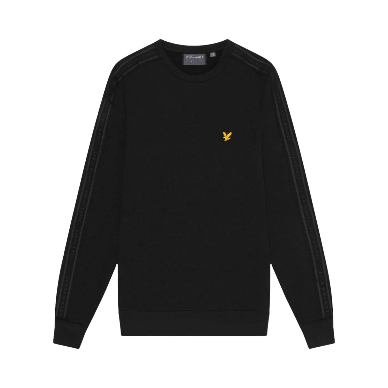 Jet Black - Front - Lyle & Scott Mens Tape Crew Neck Sports Sweatshirt