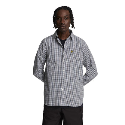 White-Dark Navy - Front - Lyle & Scott Mens Gingham Check Shirt