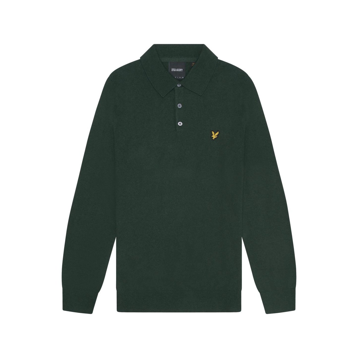 Argyle Teal - Front - Lyle & Scott Mens Knitted Cotton Merino Long-Sleeved Polo Shirt
