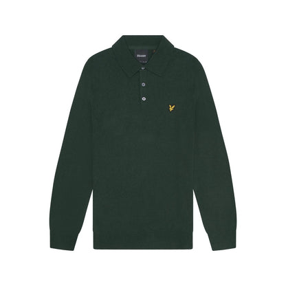 Argyle Teal - Front - Lyle & Scott Mens Knitted Cotton Merino Long-Sleeved Polo Shirt