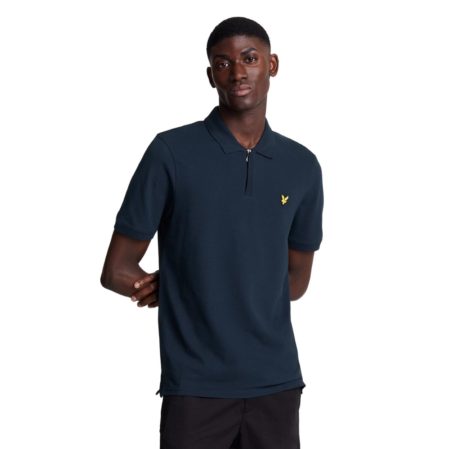 Dark Navy - Side - Lyle & Scott Mens Zipped Polo Shirt
