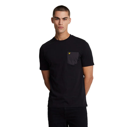 Jet Black-Bristol Black - Front - Lyle & Scott Mens Tonal Pocket T-Shirt