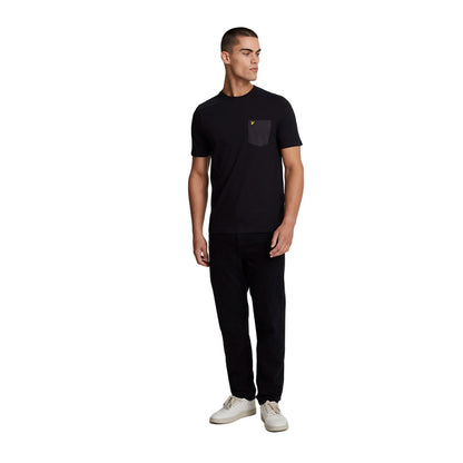 Jet Black-Bristol Black - Side - Lyle & Scott Mens Tonal Pocket T-Shirt