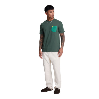 Argyle Teal-Deep Emerald - Side - Lyle & Scott Mens Tonal Pocket T-Shirt