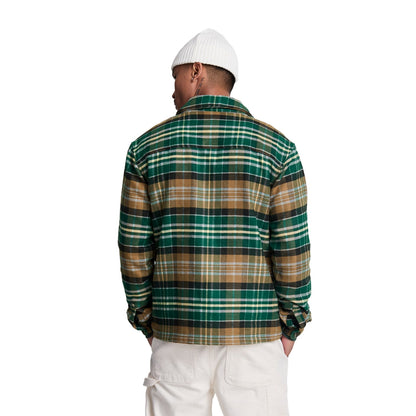 Argyle Teal-Heritage Taupe - Back - Lyle & Scott Mens Checked Flannel Overshirt