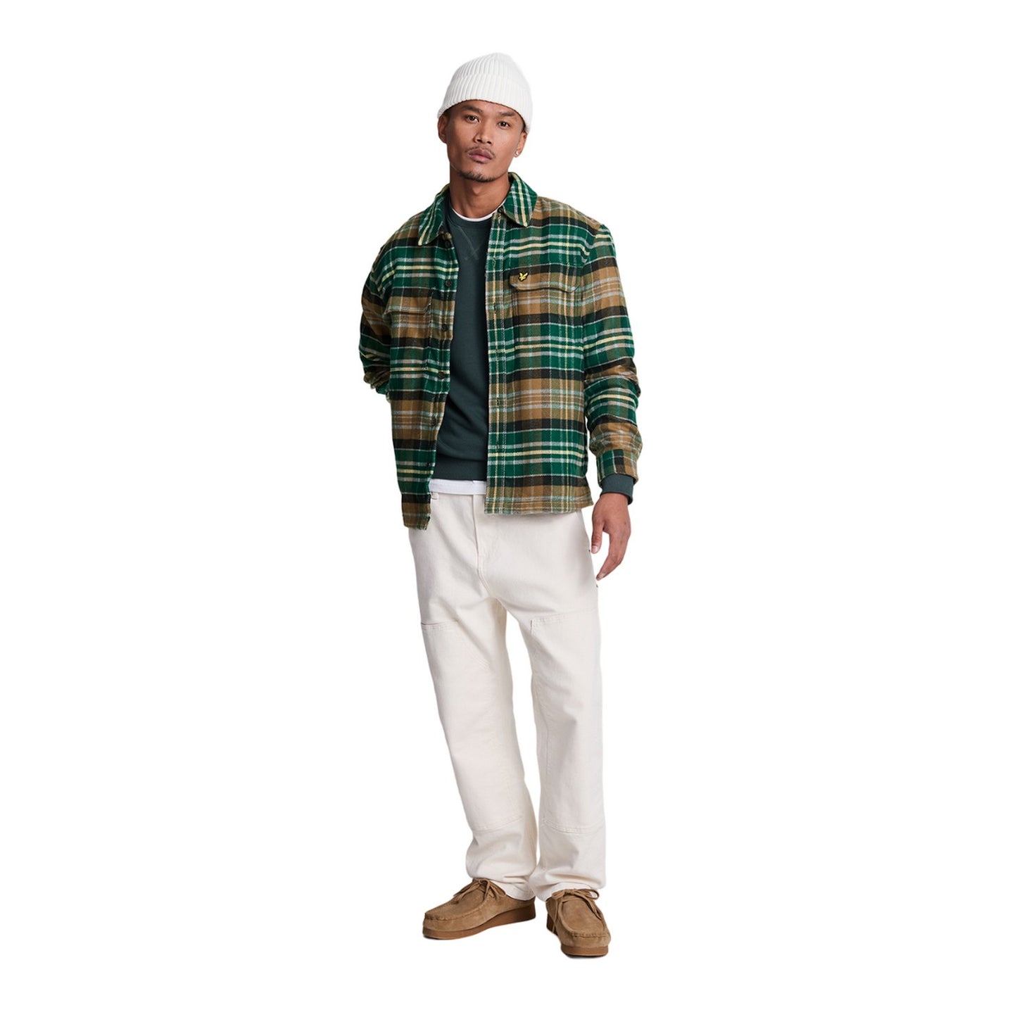 Argyle Teal-Heritage Taupe - Lifestyle - Lyle & Scott Mens Checked Flannel Overshirt