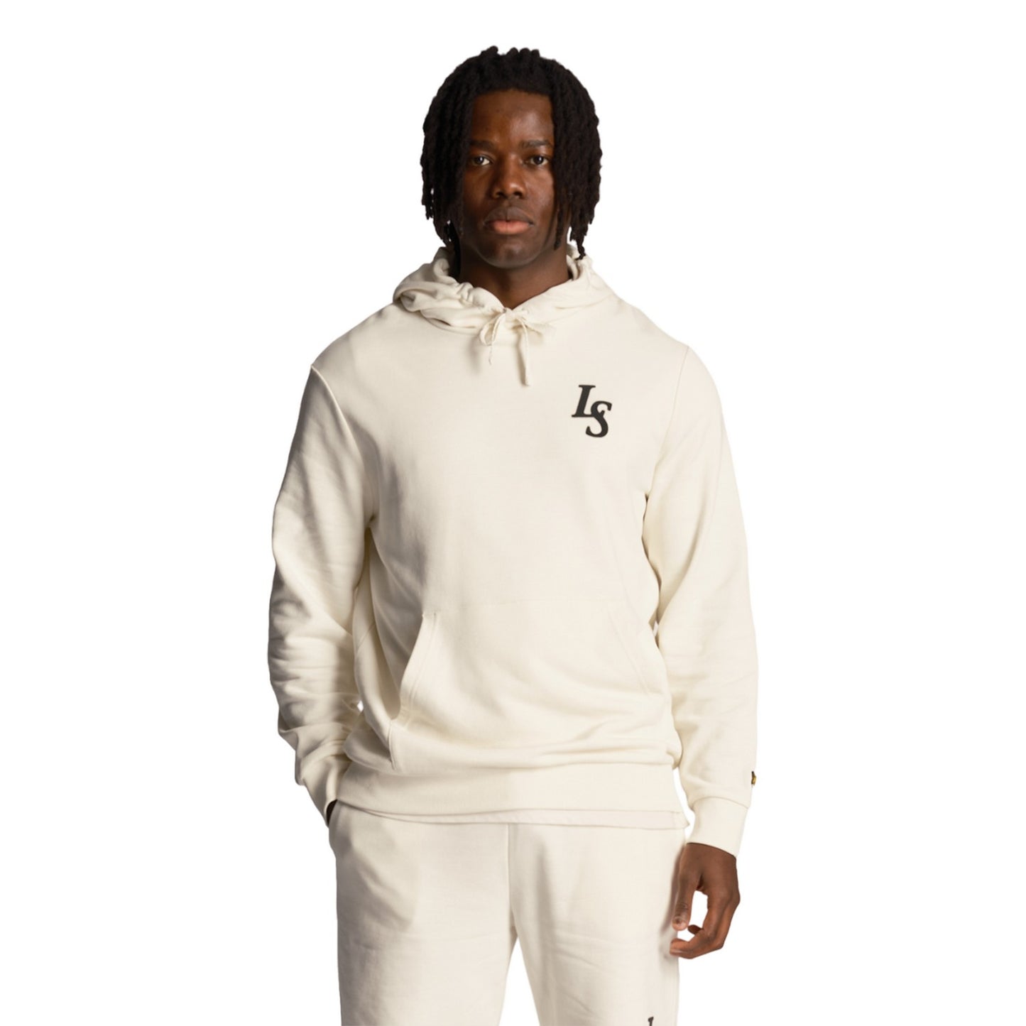 Chalk - Side - Lyle & Scott Mens Club Emblem Hoodie