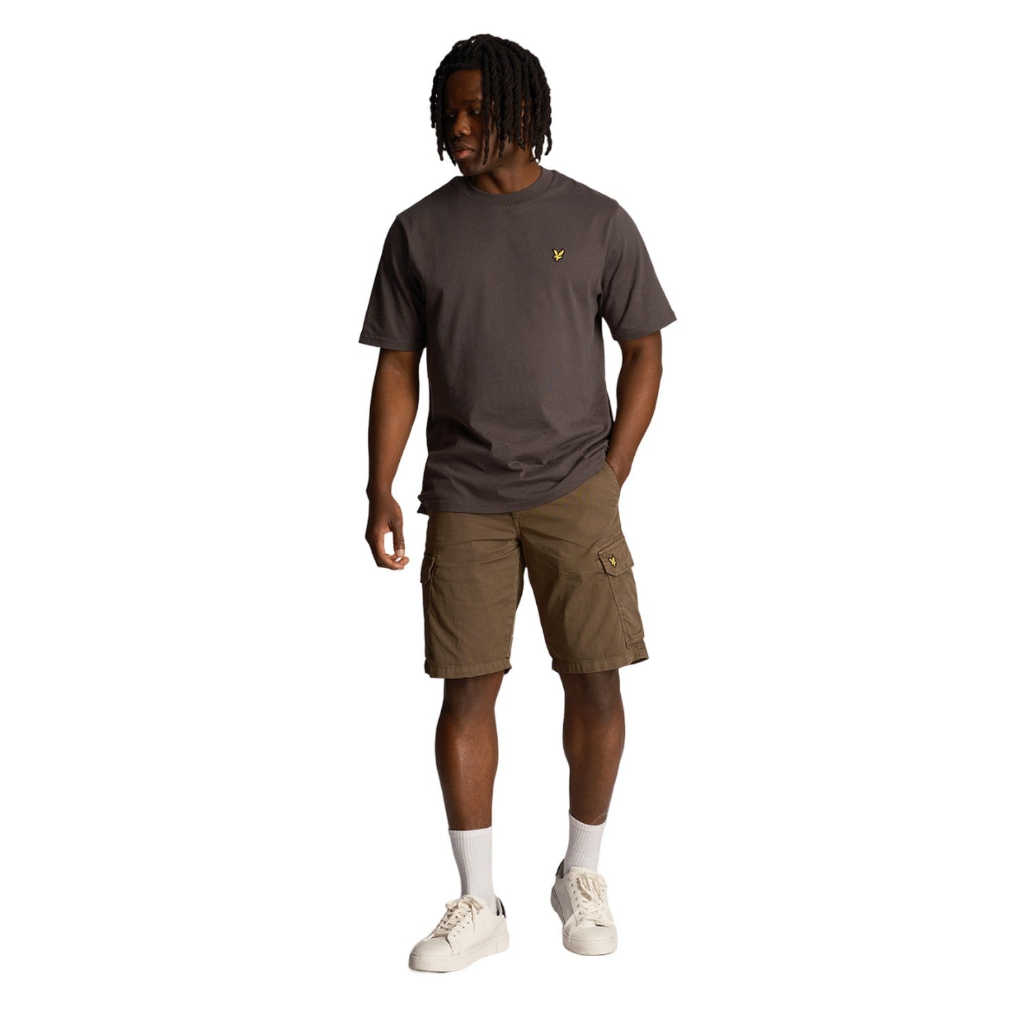 Military Green - Side - Lyle & Scott Mens Wembley Cargo Shorts