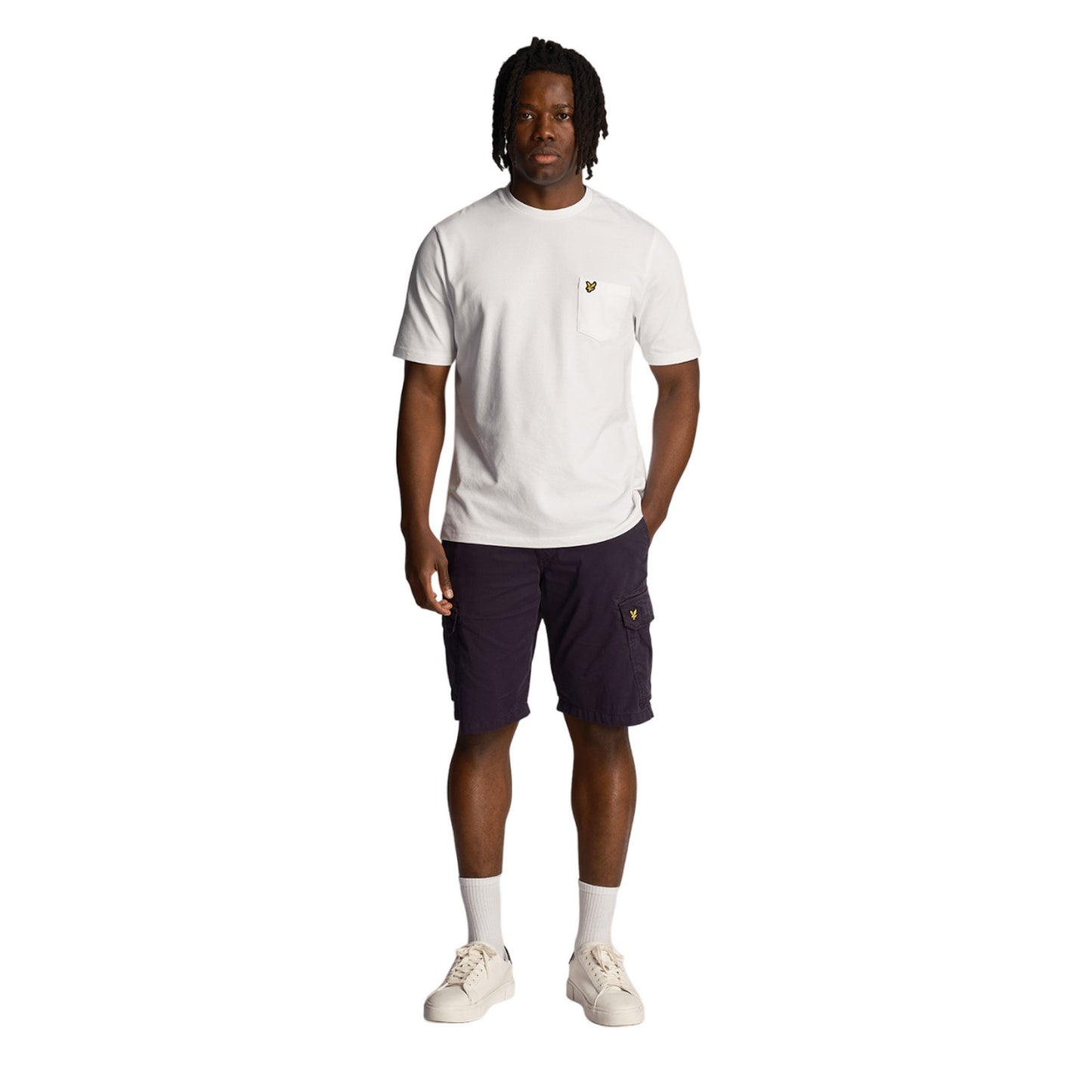 Dark Navy - Side - Lyle & Scott Mens Wembley Cargo Shorts