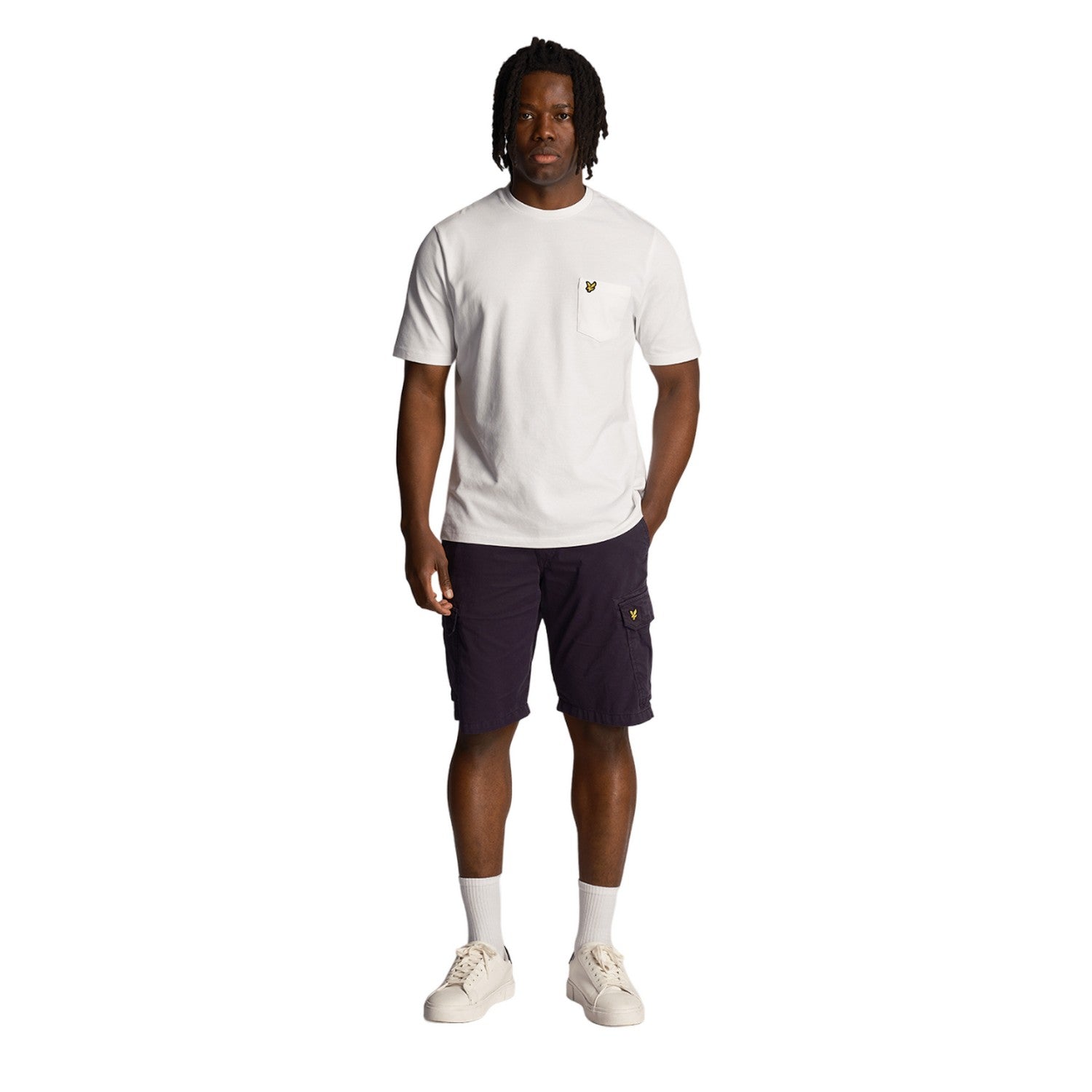 Dark Navy - Side - Lyle & Scott Mens Wembley Cargo Shorts