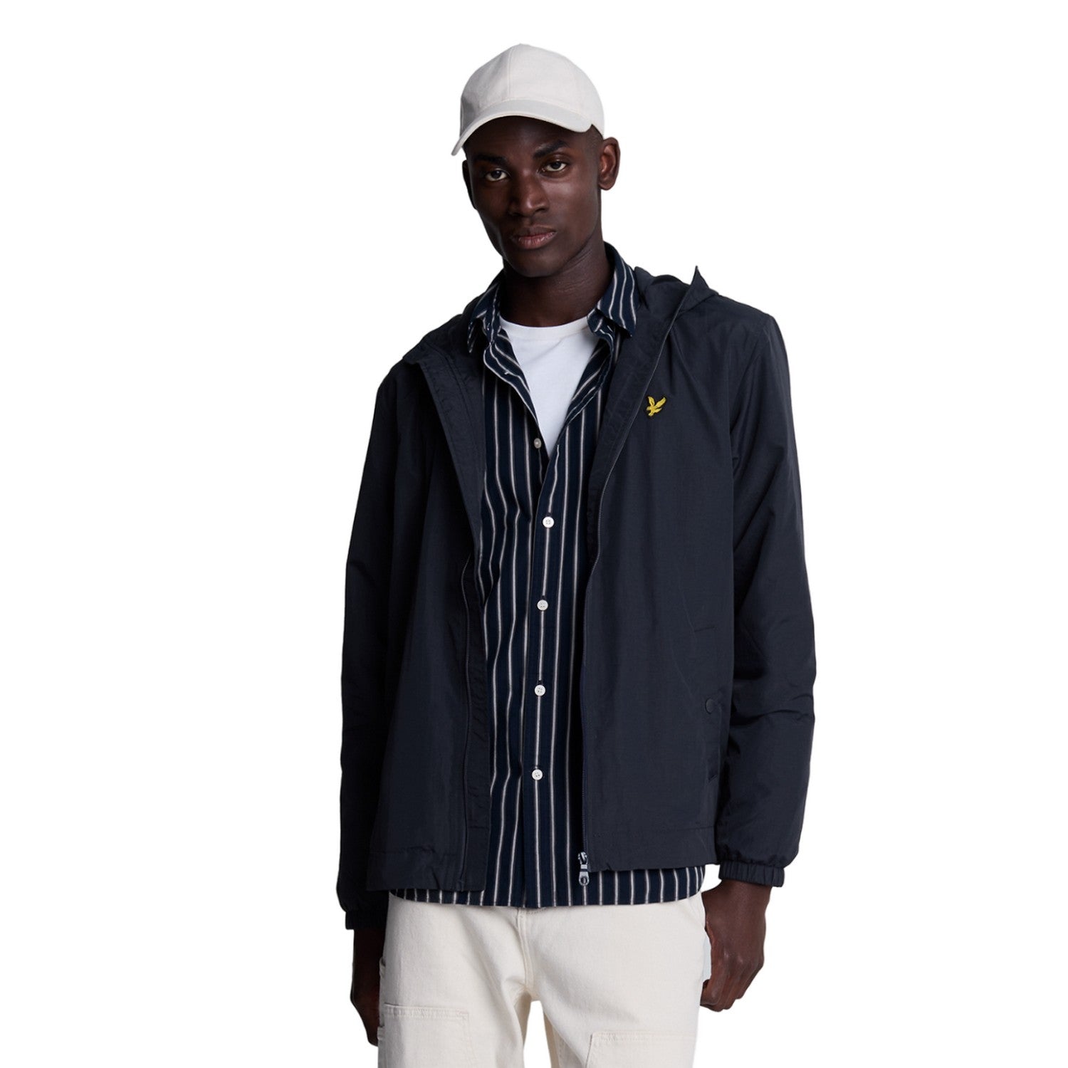 Dark Navy - Side - Lyle & Scott Mens Hooded Full Zip Jacket