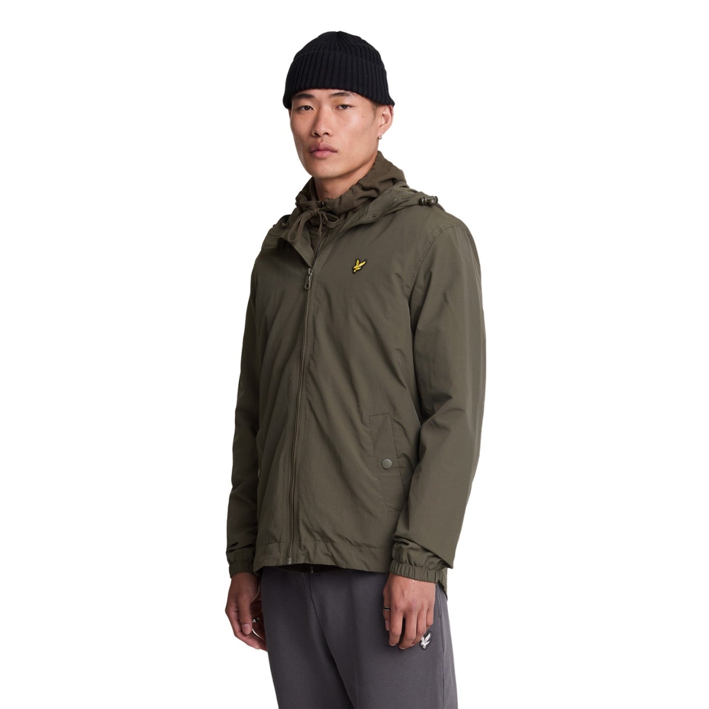 Olive - Side - Lyle & Scott Mens Hooded Full Zip Jacket