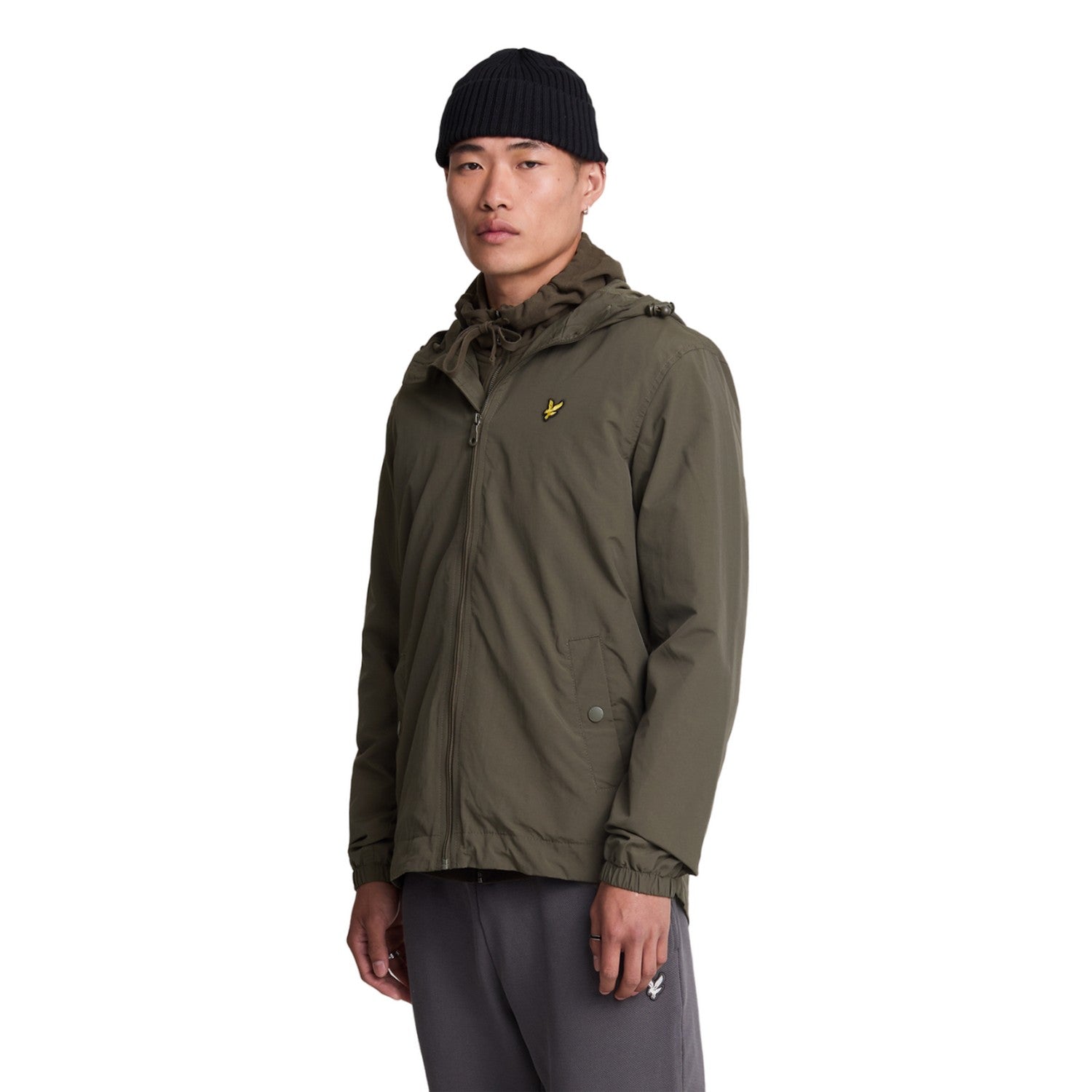 Olive - Side - Lyle & Scott Mens Hooded Full Zip Jacket