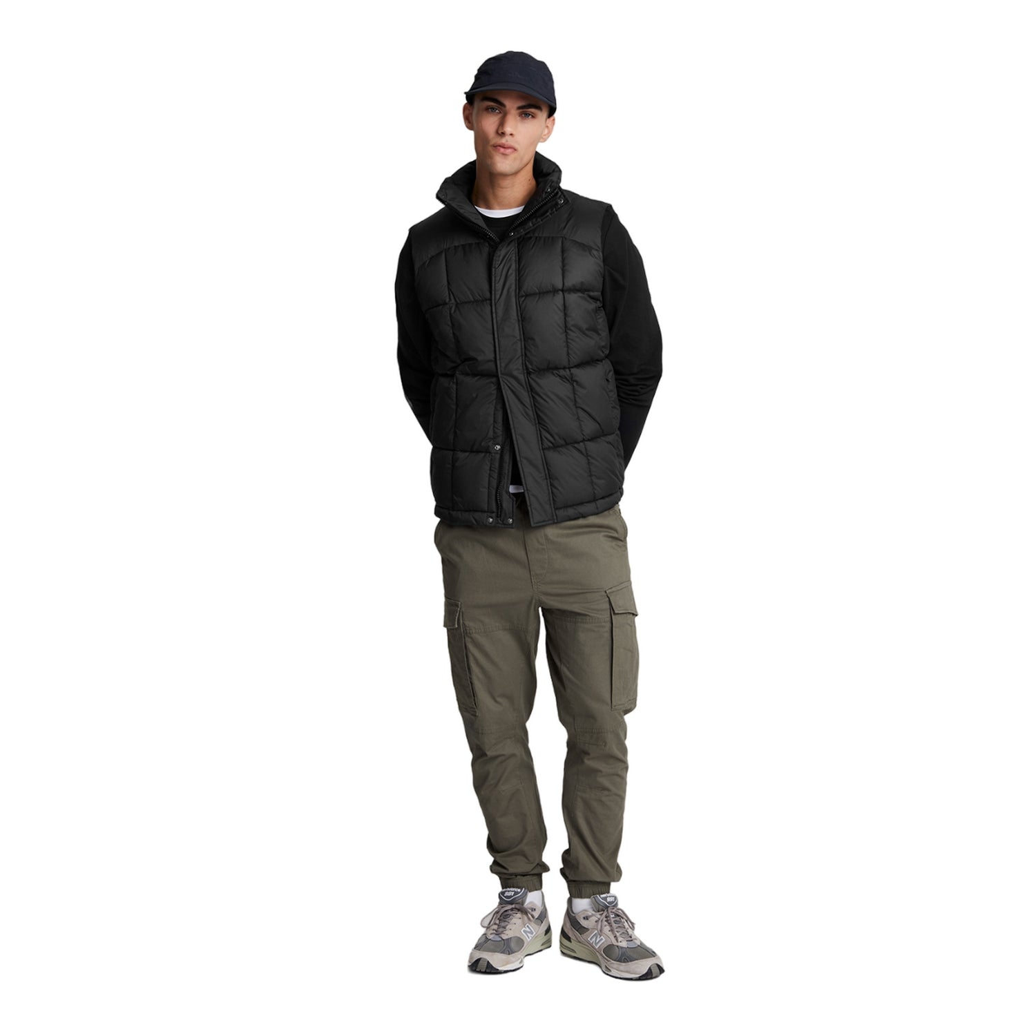 Jet Black - Side - Lyle & Scott Mens Quilted Panelled Gilet