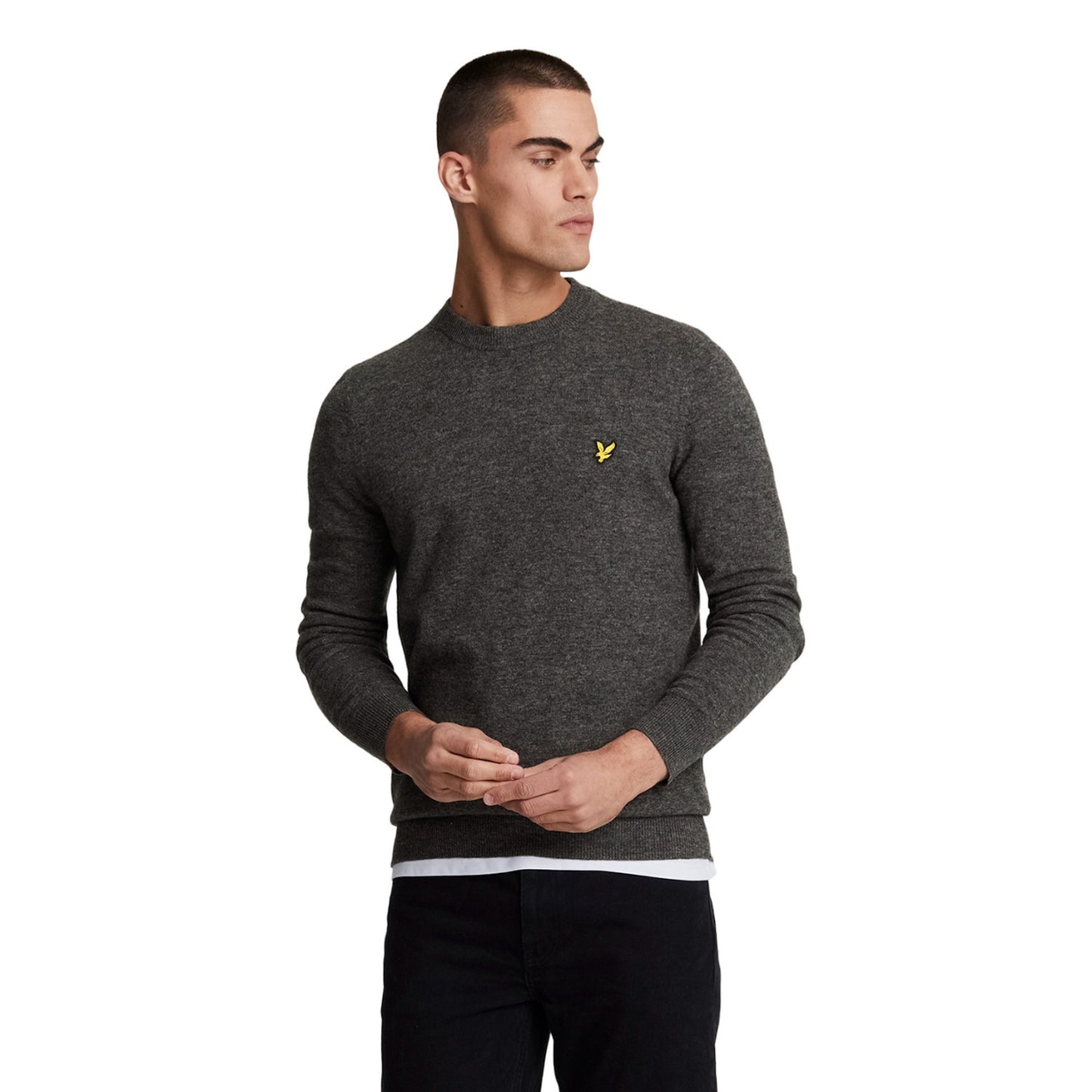 Gunmetal Marl - Front - Lyle & Scott Mens Lambswool Blend Crew Neck Long-Sleeved Jumper