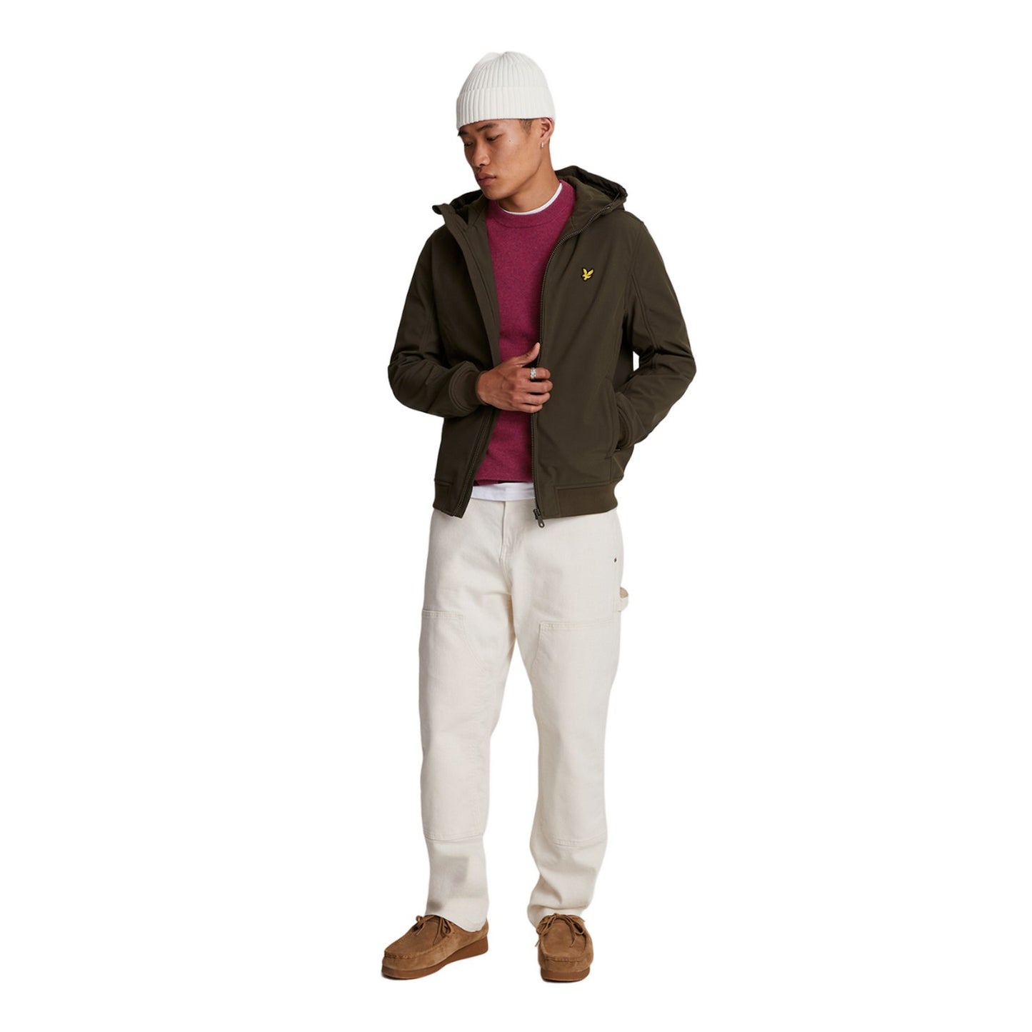 Rich Burgundy Marl - Side - Lyle & Scott Mens Lambswool Blend Crew Neck Long-Sleeved Jumper