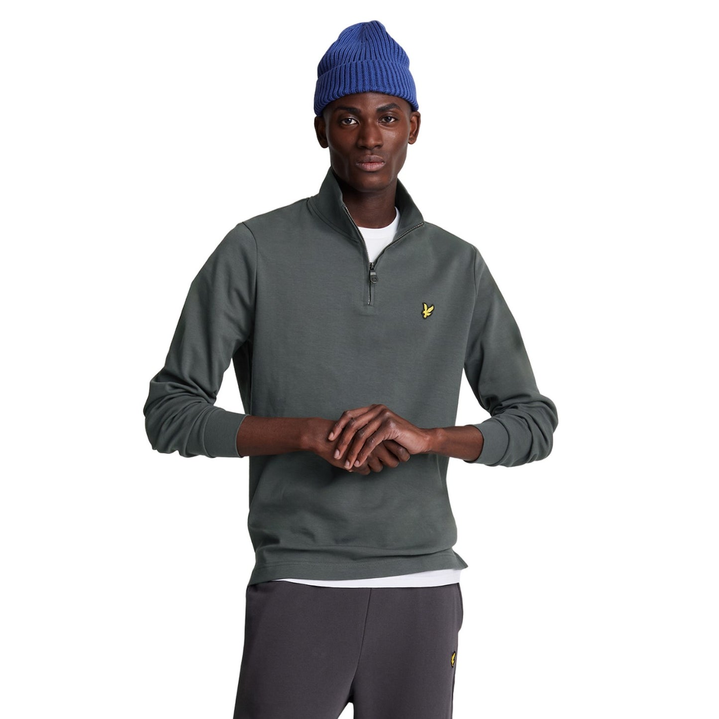 Gunmetal - Side - Lyle & Scott Mens Interlock Quarter Zip Jumper