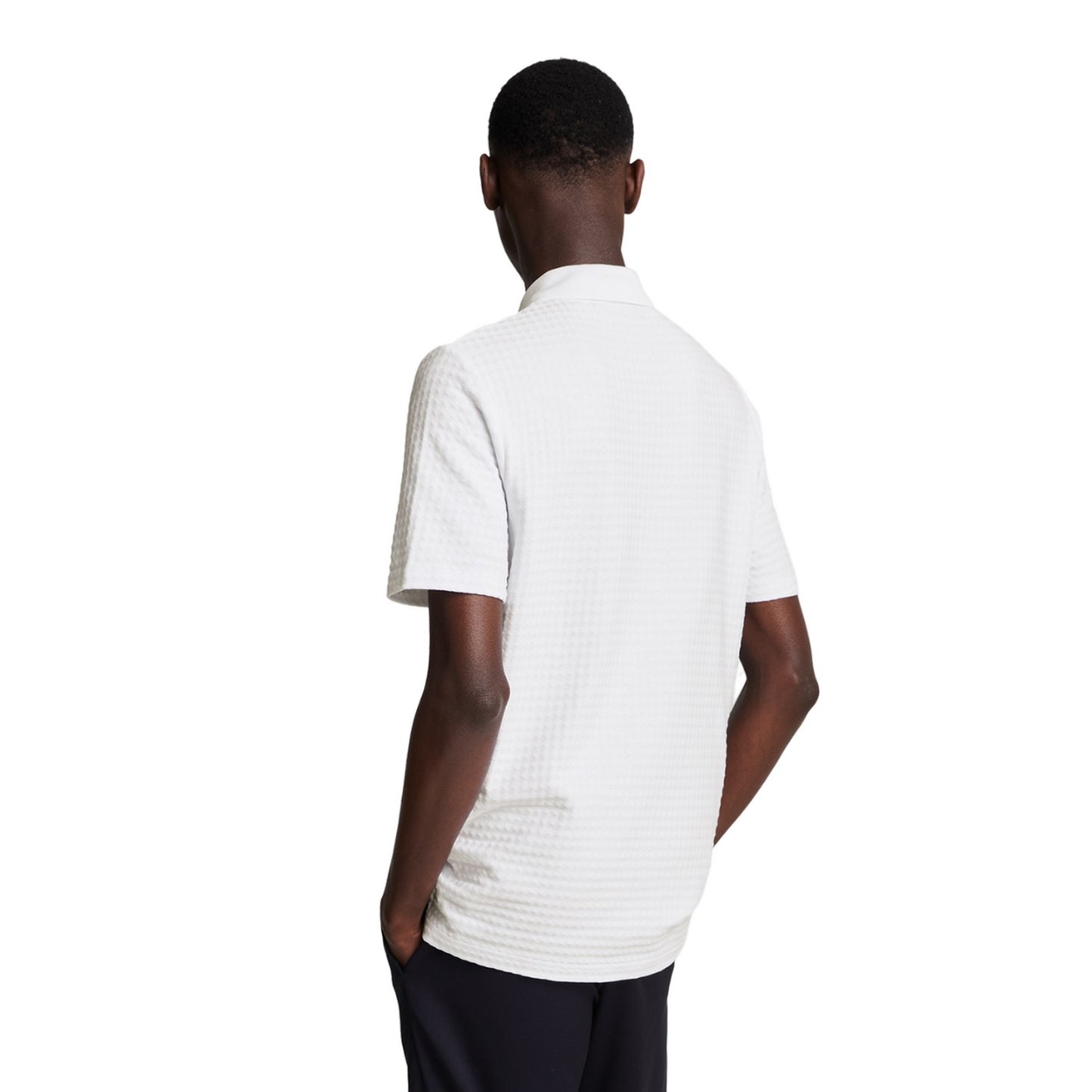 White - Back - Lyle & Scott Mens Micro Argyle Polo Shirt