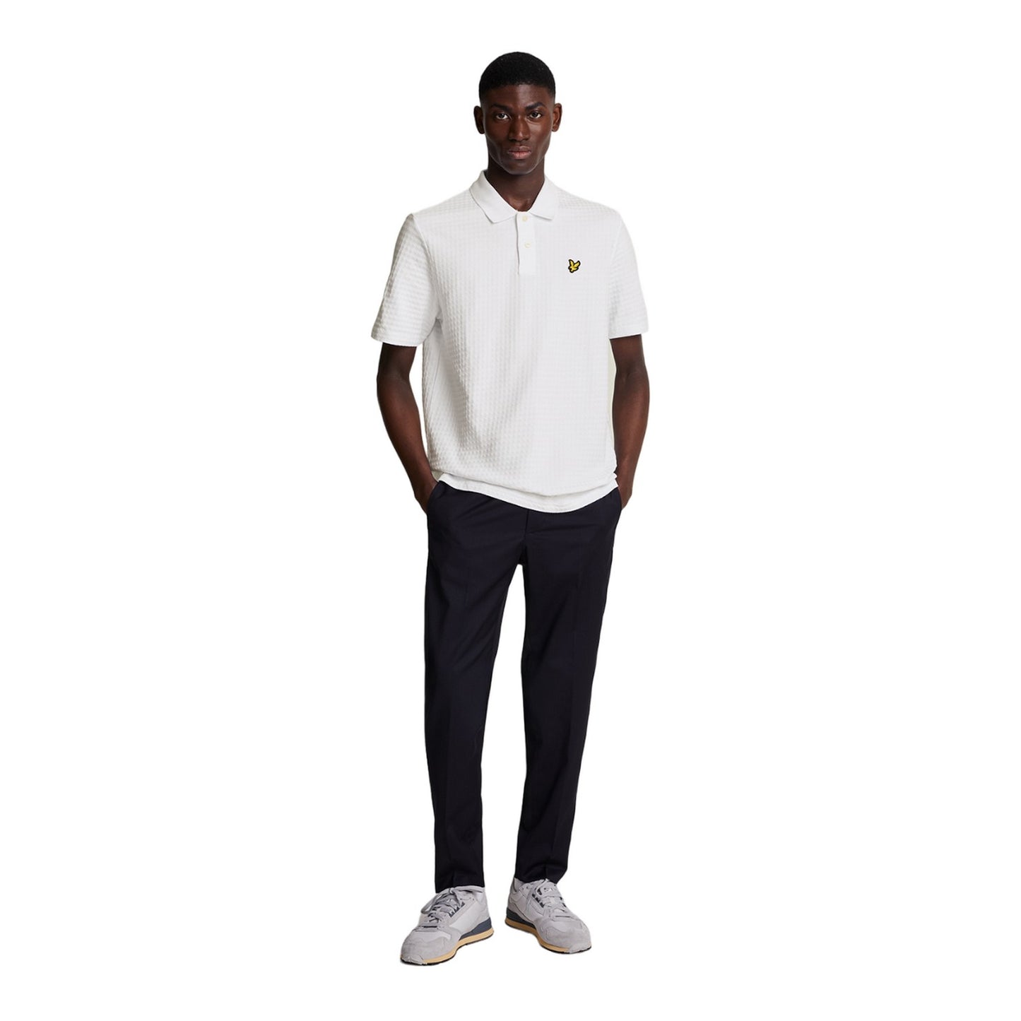 White - Side - Lyle & Scott Mens Micro Argyle Polo Shirt