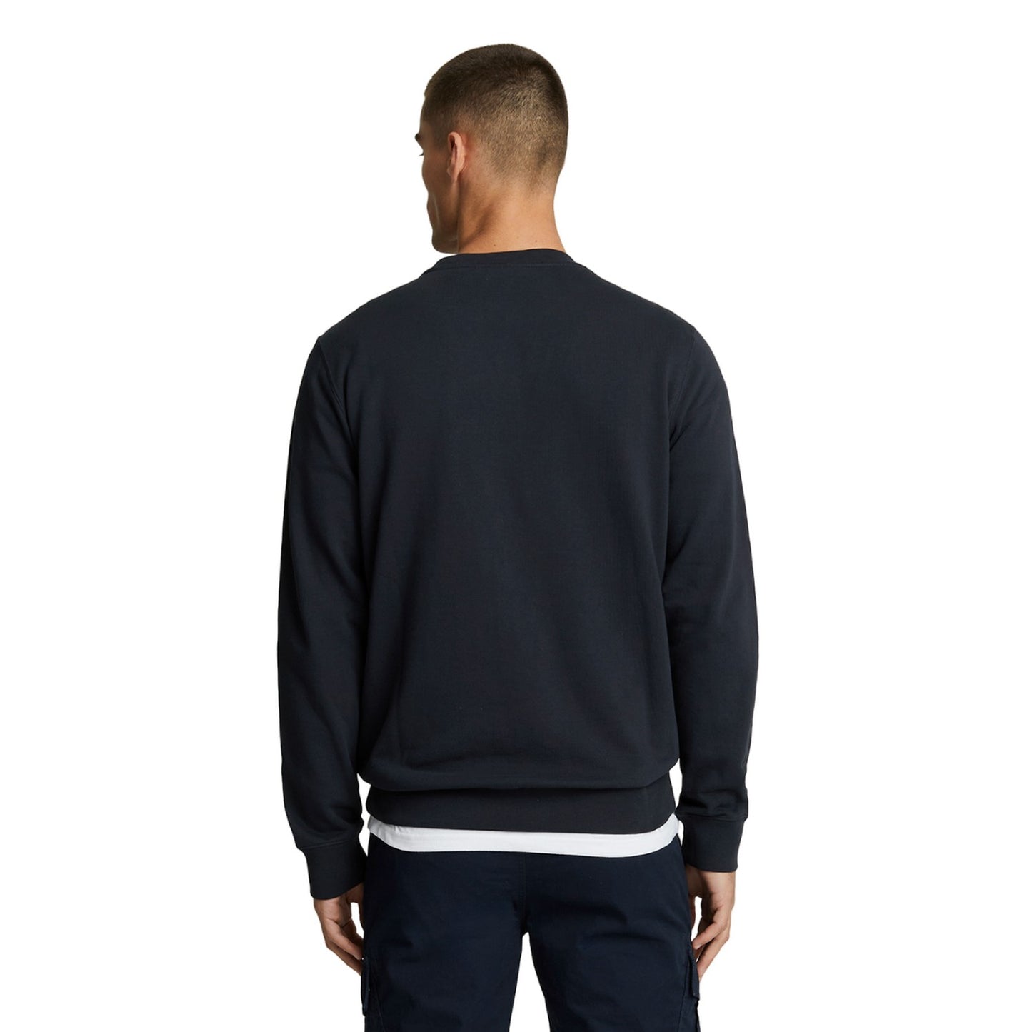 Dark Navy - Back - Lyle & Scott Mens Hybrid Sweatshirt