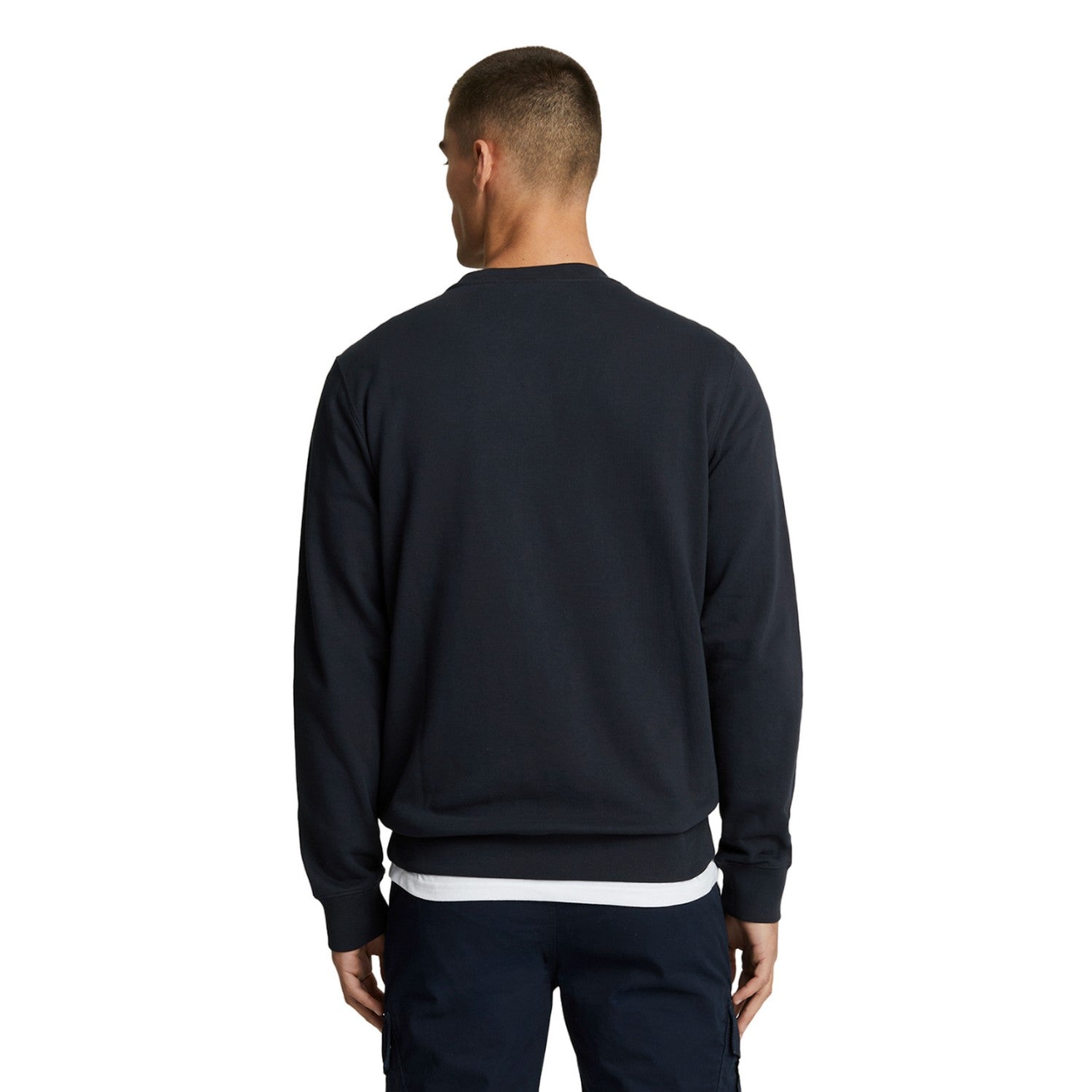 Dark Navy - Back - Lyle & Scott Mens Hybrid Sweatshirt
