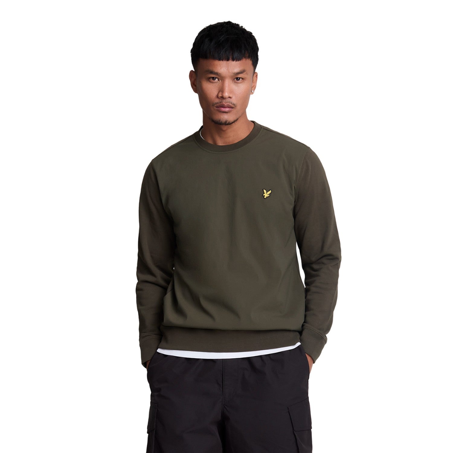 Olive - Side - Lyle & Scott Mens Hybrid Sweatshirt