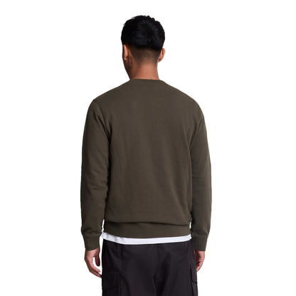 Olive - Back - Lyle & Scott Mens Hybrid Sweatshirt