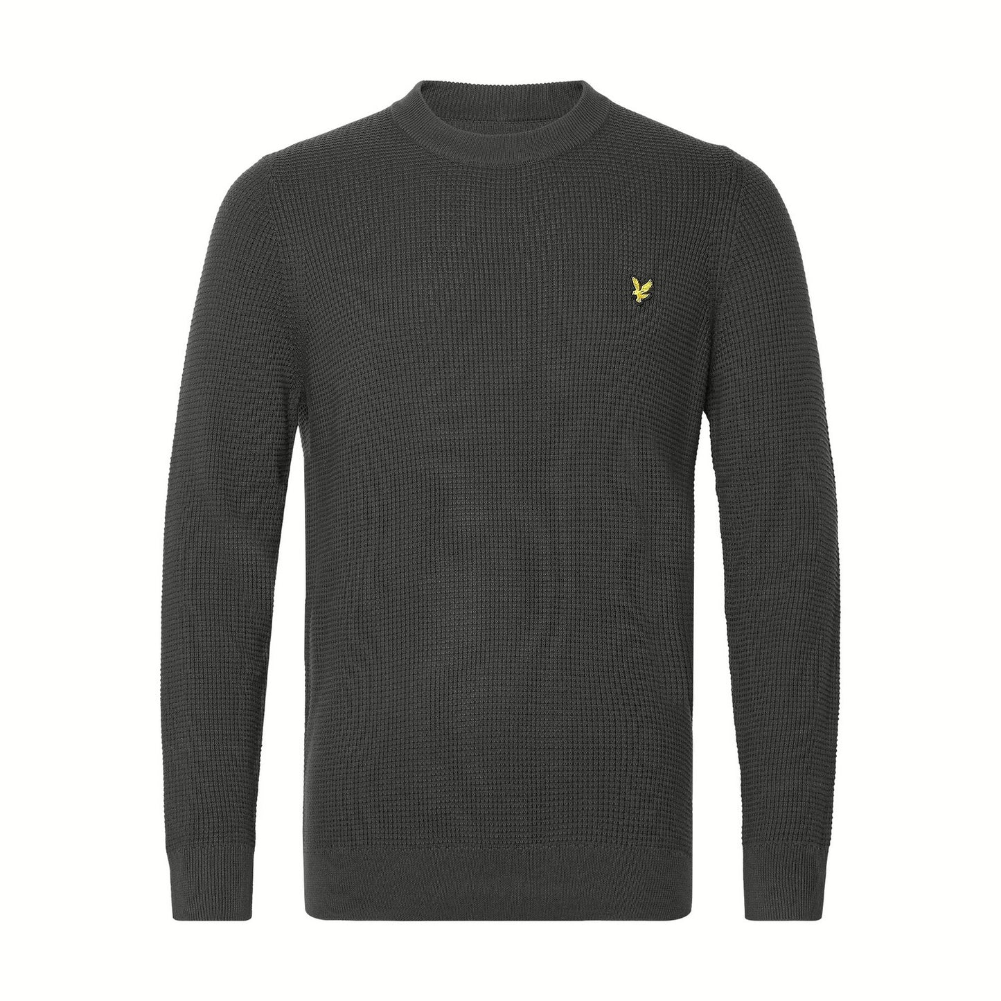 Gunmetal - Front - Lyle & Scott Mens Grid Knitted Crew Neck Jumper