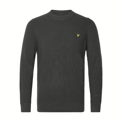 Gunmetal - Front - Lyle & Scott Mens Grid Knitted Crew Neck Jumper