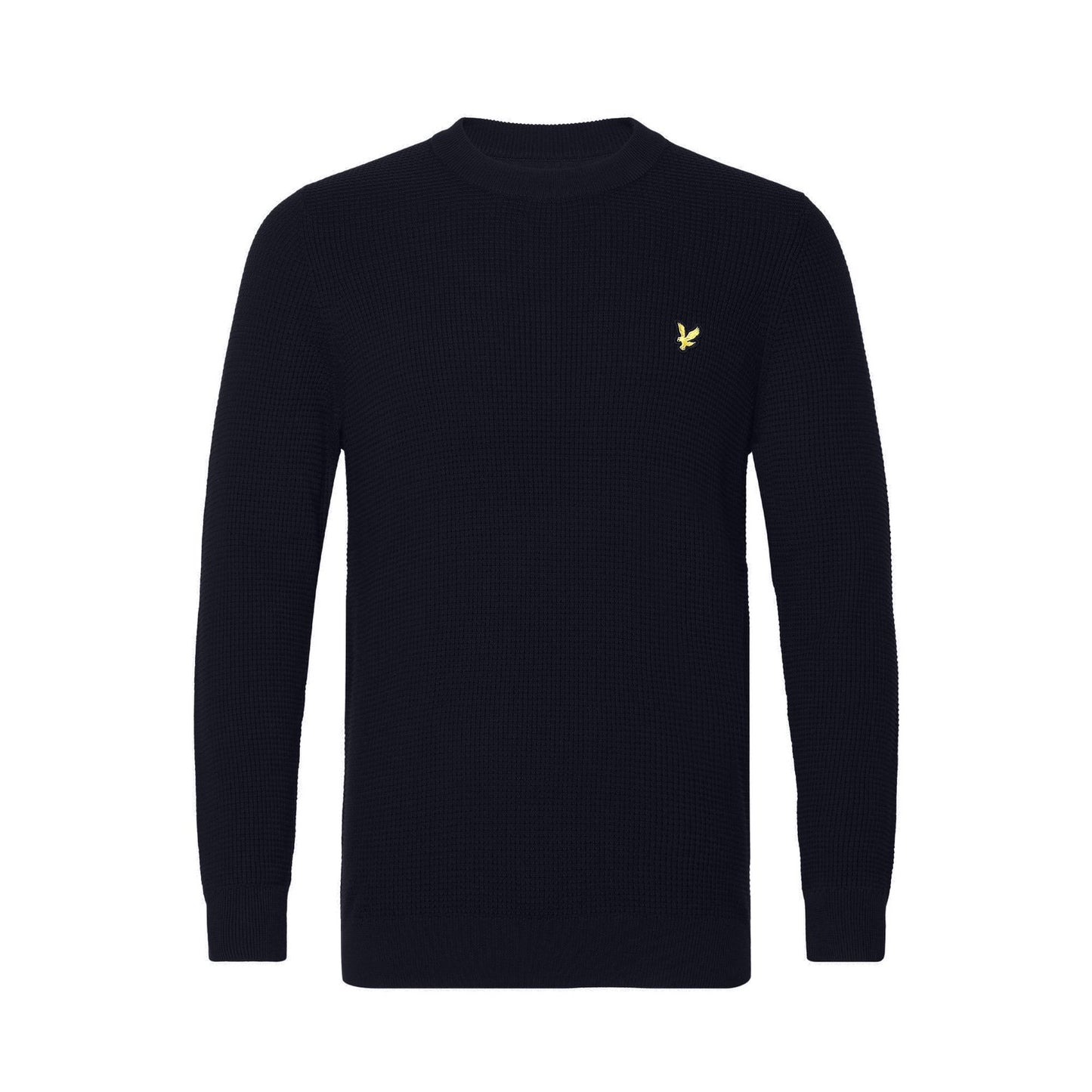 Dark Navy - Front - Lyle & Scott Mens Grid Knitted Crew Neck Jumper