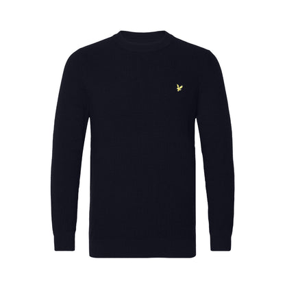Dark Navy - Front - Lyle & Scott Mens Grid Knitted Crew Neck Jumper