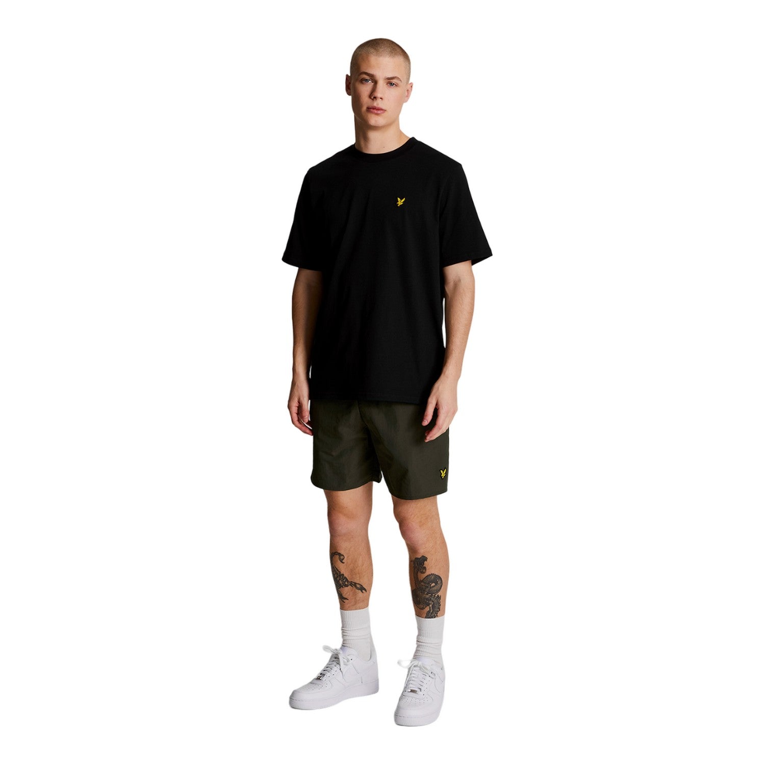 Olive - Side - Lyle & Scott Mens Plain Swim Shorts