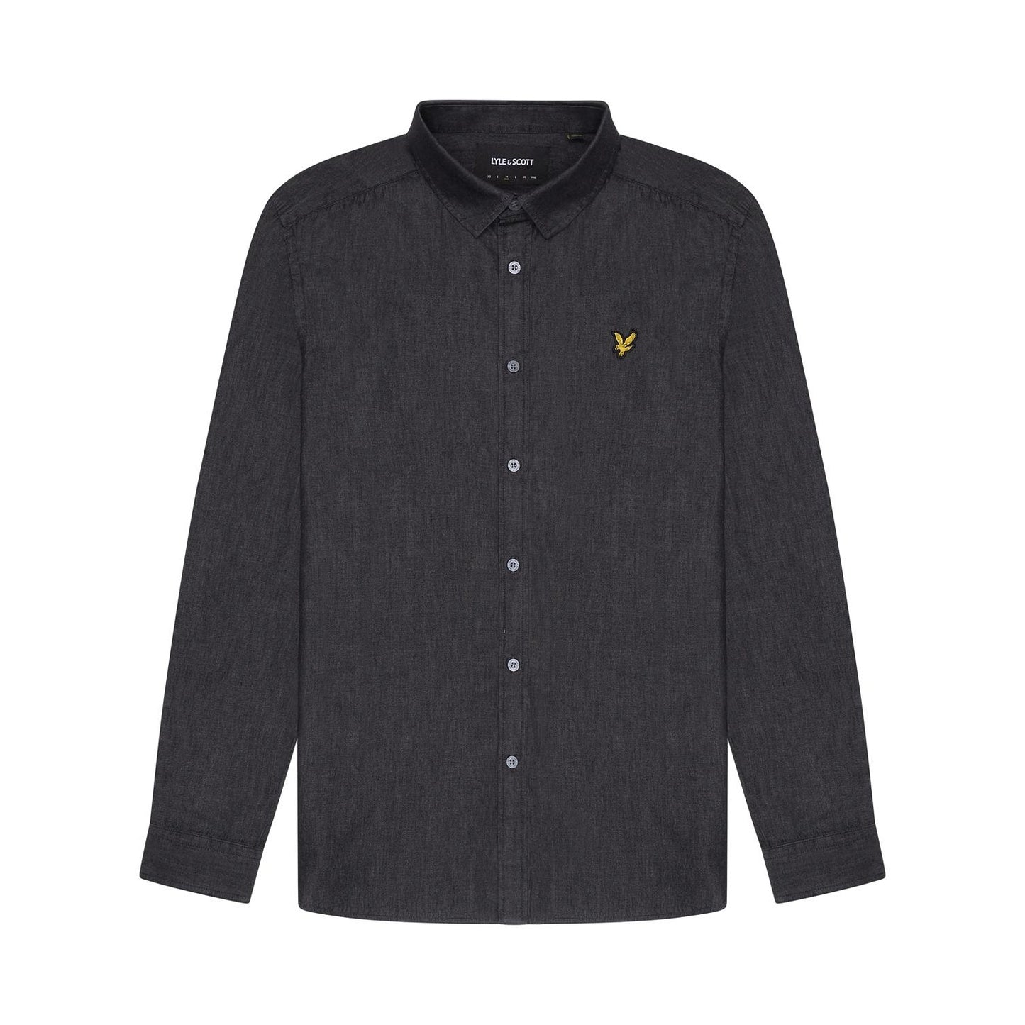 Jet Black - Front - Lyle & Scott Mens Fine Denim Shirt