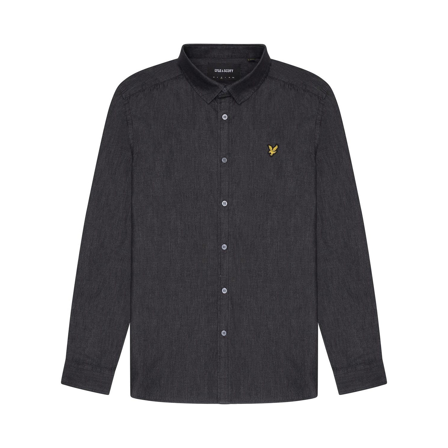 Jet Black - Front - Lyle & Scott Mens Fine Denim Shirt