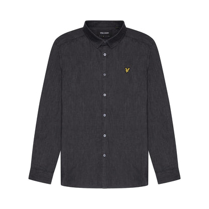 Jet Black - Front - Lyle & Scott Mens Fine Denim Shirt