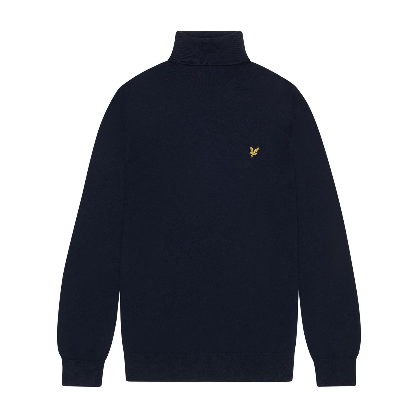 Dark Navy - Front - Lyle & Scott Mens Cotton Merino Turtle Neck Jumper