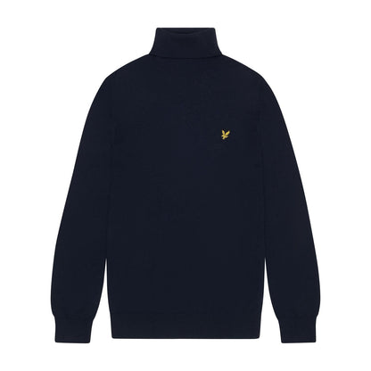 Dark Navy - Front - Lyle & Scott Mens Cotton Merino Turtle Neck Jumper