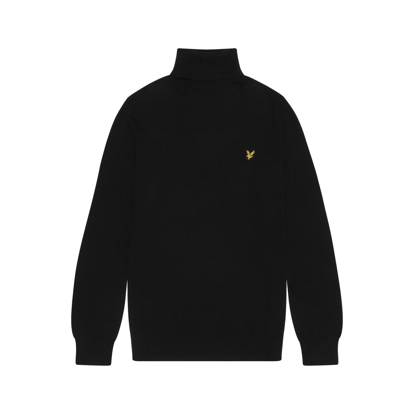 Jet Black - Front - Lyle & Scott Mens Cotton Merino Turtle Neck Jumper
